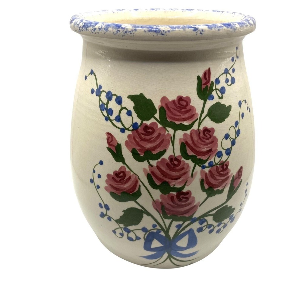 Vintage Cow Creek Hand Made‎ Pottery Signed Vase Flowers Ingram Texas